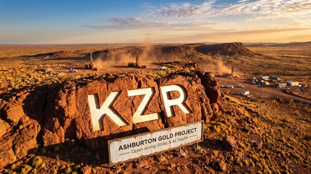 Kalamazoo Resources Ltd-KZR-Ashburton Gold Project drilling site aerial view