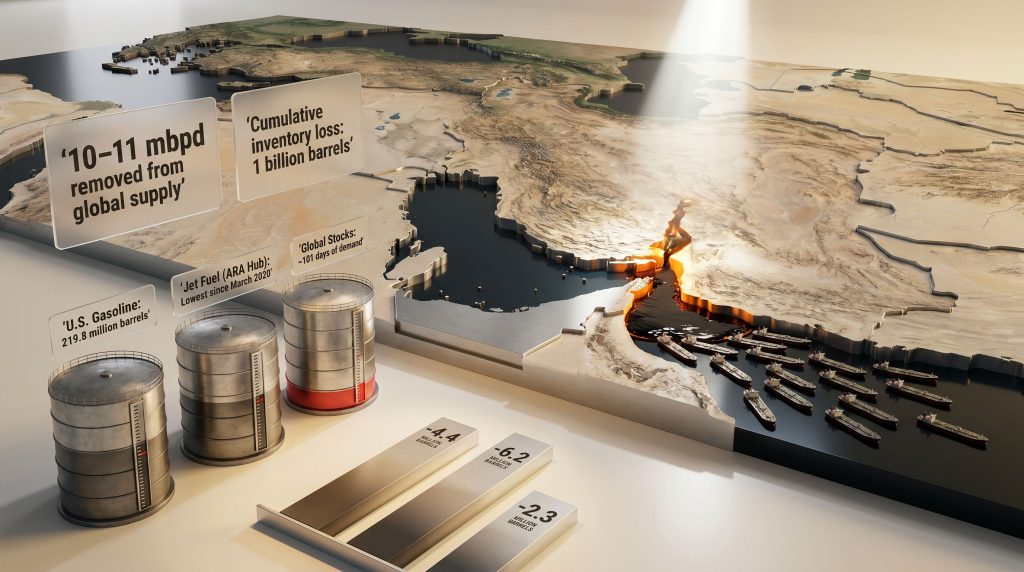 oil supply shock and plunging petroleum inventories map infographic