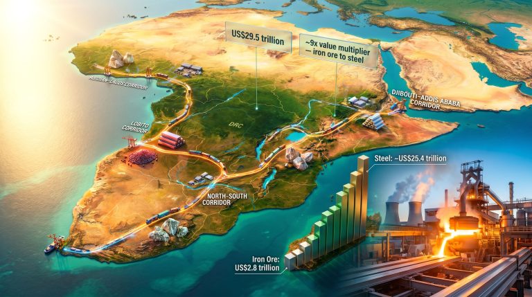 African trade corridors industrialisation map infographic