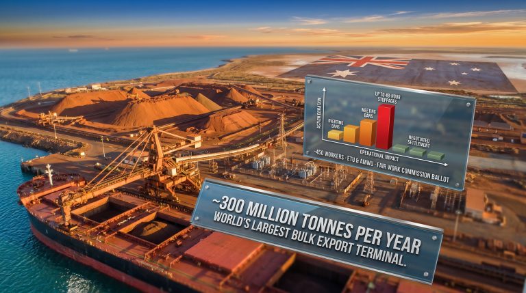 BHP Port Hedland electrical workers work stoppage graphic