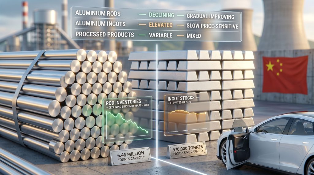 China Hongqiao aluminium rod inventories and ingot stocks comparison