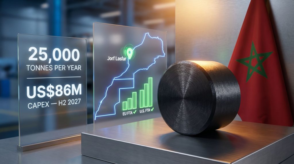Falcon Energy Materials anode material project in Morocco infographic