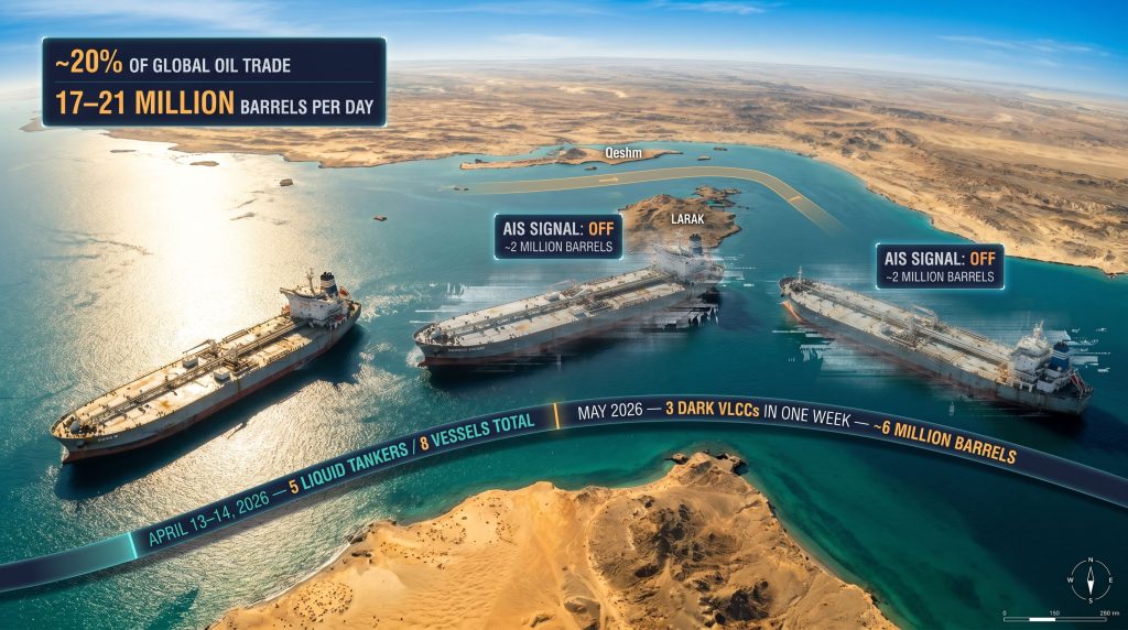 Strait of Hormuz tankers with trackers switched off map