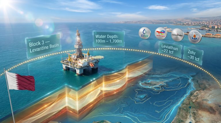 QatarEnergy Syria offshore exploration Block 3 rig