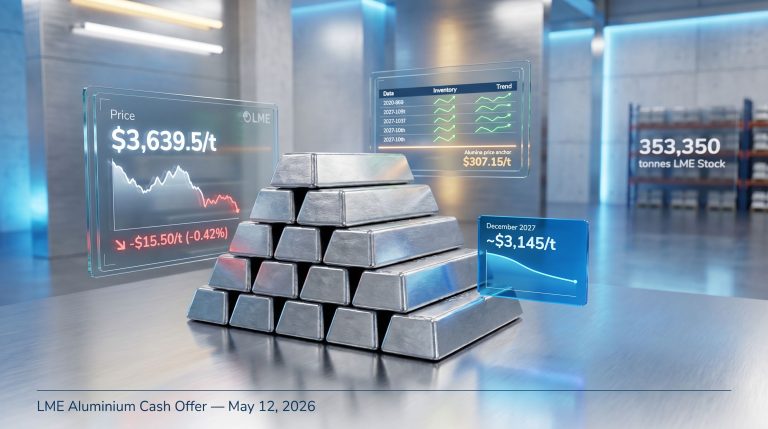 LME aluminium cash offer slips to $3,639.5 per tonne chart