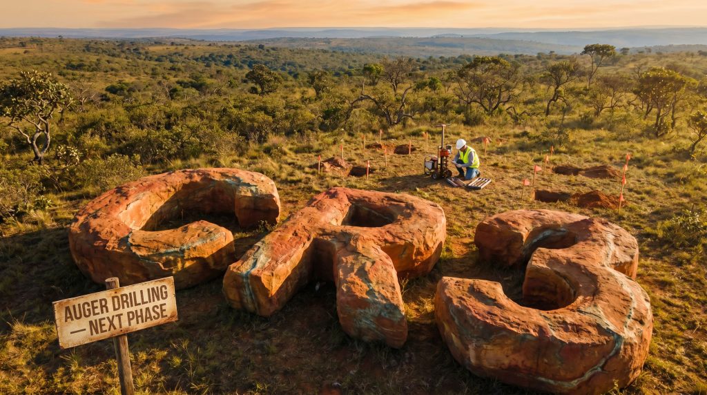 Core Energy Minerals Ltd-CR3-CRS auger drilling exploration site