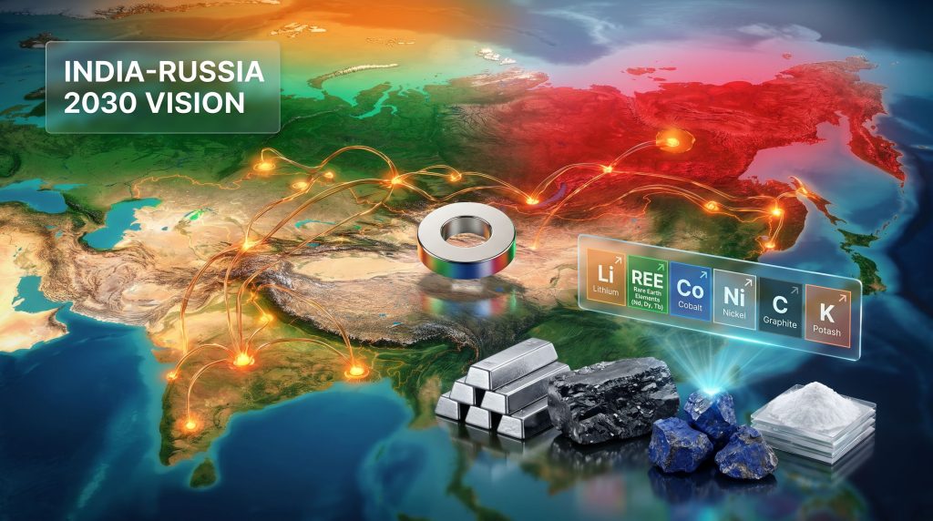 India Russia critical minerals pact map graphic
