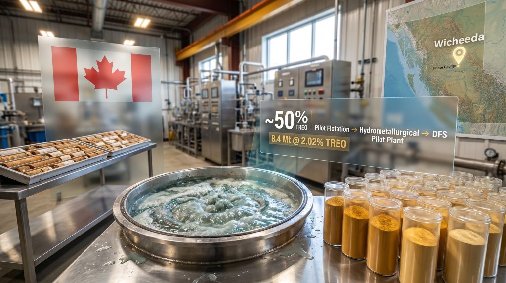 Defense Metals Wicheeda pilot flotation test programme lab scene