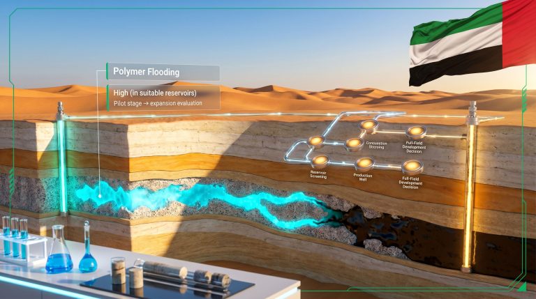 ADNOC and SNF EOR development in the UAE polymer flooding diagram