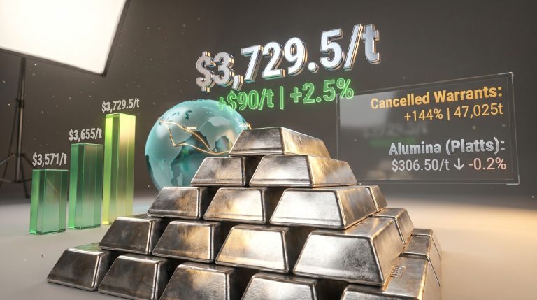LME aluminium price four-year high chart and ingots