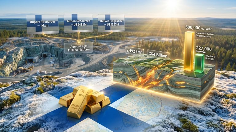 Agnico Eagle Finland gold district consolidation infographic