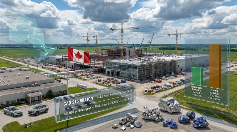 Honda Ontario EV battery plant suspension construction site