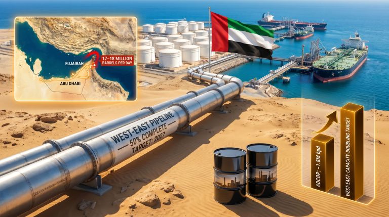 UAE pipeline bypassing Strait of Hormuz infographic