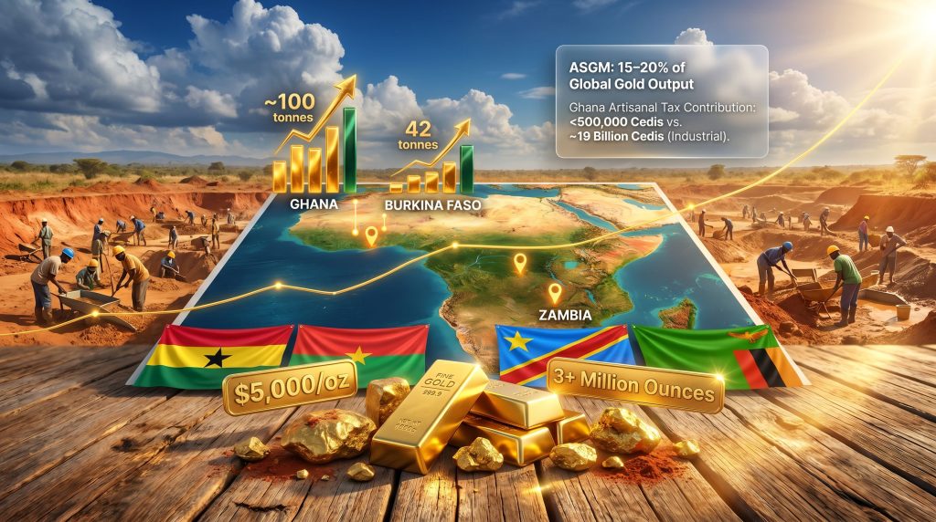 Africa artisanal gold mining formalization infographic map