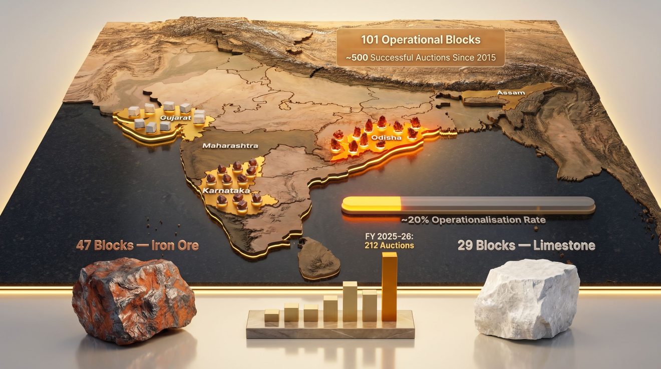 India Auctioned Mineral Blocks: 101 Operations Since 2015