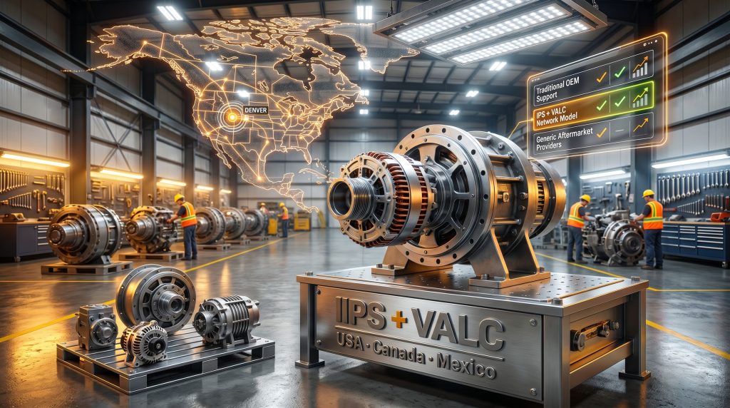 IPS and Valenhold mining haul truck drive train partnership factory display