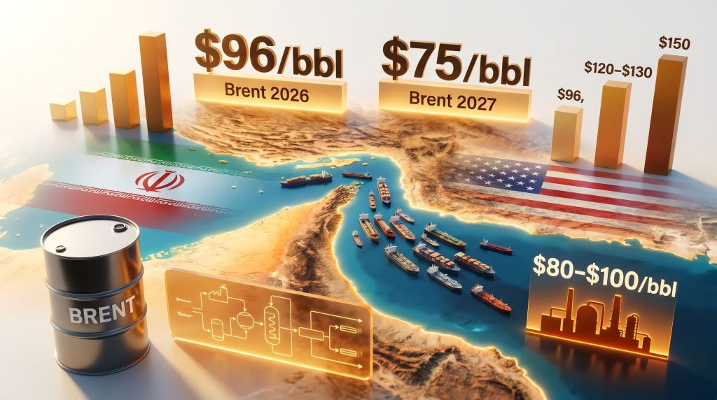 JP Morgan oil price forecast Strait of Hormuz map
