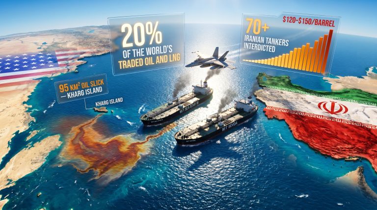 US fires on Iranian tankers in the Strait of Hormuz map graphic