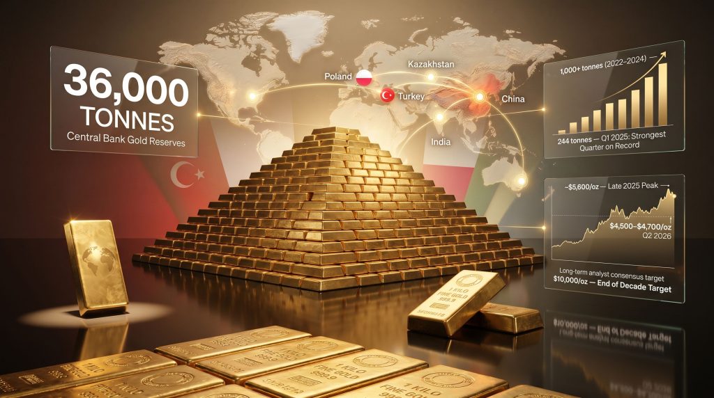 central bank gold buying and de-dollarization infographic
