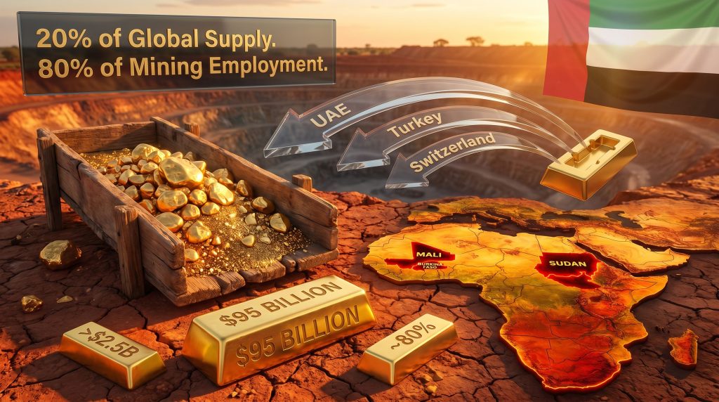 artisanal gold mining funding war and terrorism map infographic