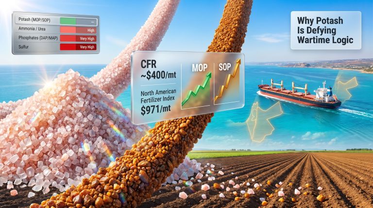 Middle East conflict potash market anomaly infographic
