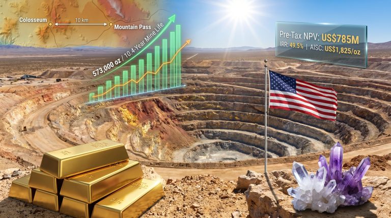 Dateline Colosseum gold and rare earths project BFS infographic