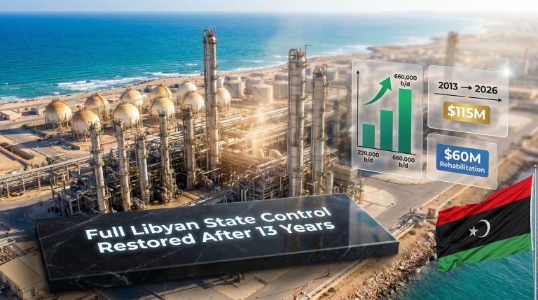 Ras Lanuf refinery dispute between Libya NOC and Trasta Energy infographic