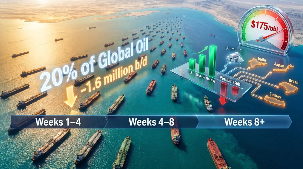 Strait of Hormuz oil supply disruption timeline infographic