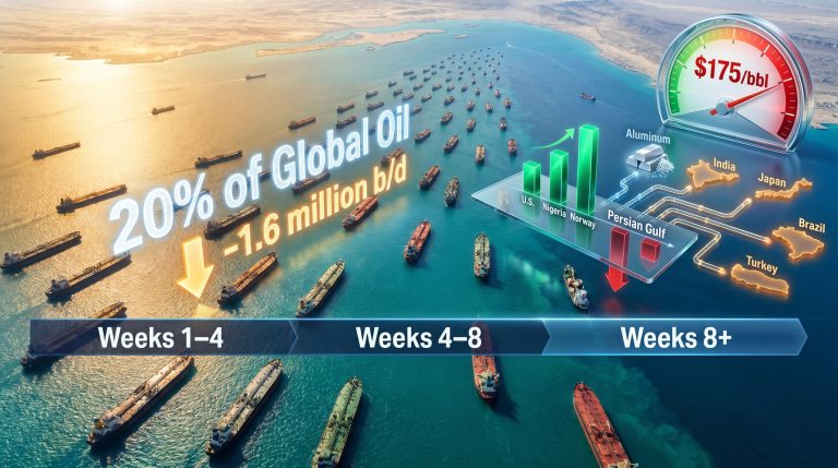 Strait of Hormuz oil supply disruption timeline infographic