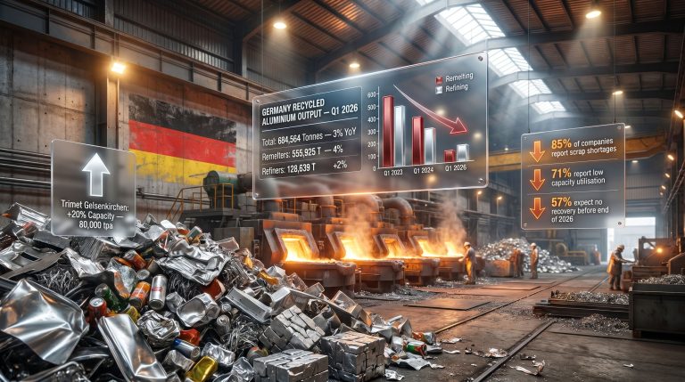 Germany aluminium recycling output drops 3% infographic