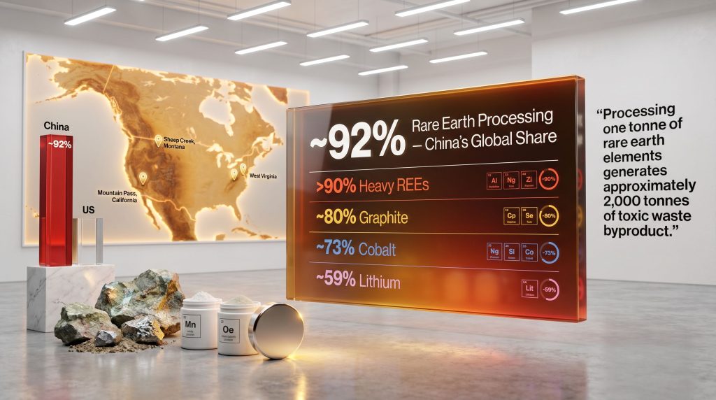 critical minerals processing in the US and China infographic