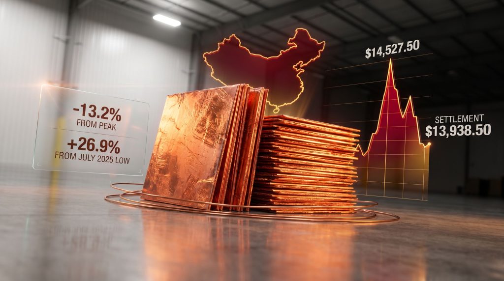 copper retreats from record close as purchases in China slow chart