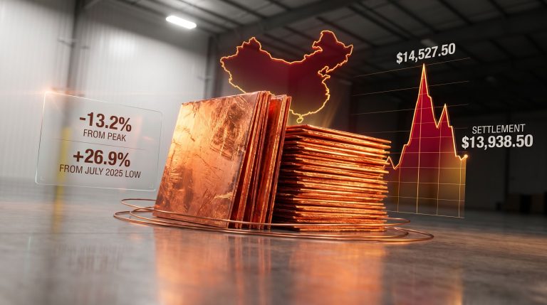 copper retreats from record close as purchases in China slow chart