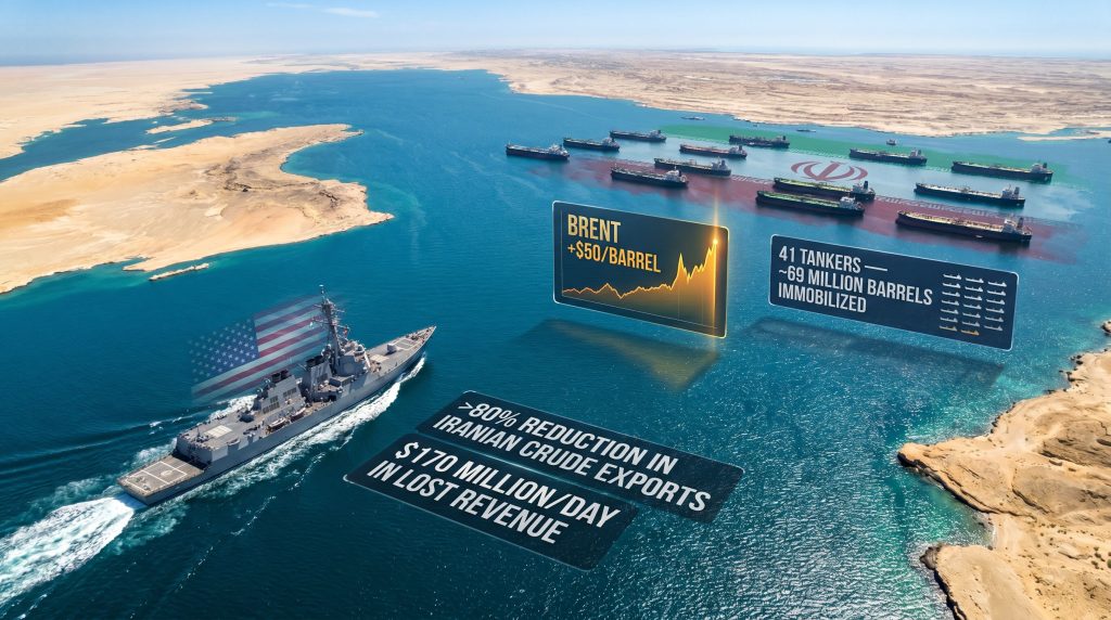 US naval blockade of Iran oil exports map