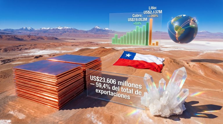 exportaciones mineras de Chile impulsadas por cobre y litio