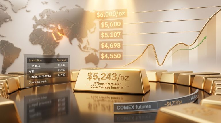 Gold price forecast with rising chart