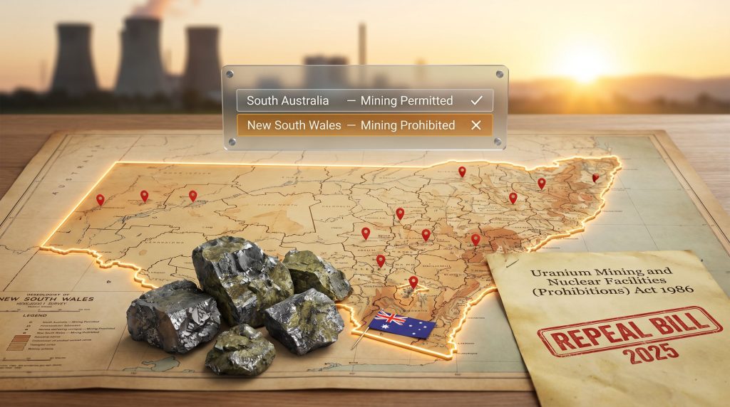 uranium mining in NSW repeal bill map
