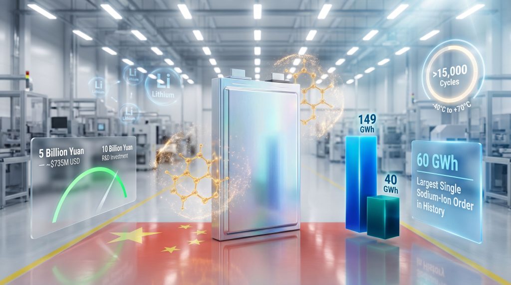 CATL sodium battery capacity expansion infographic in factory