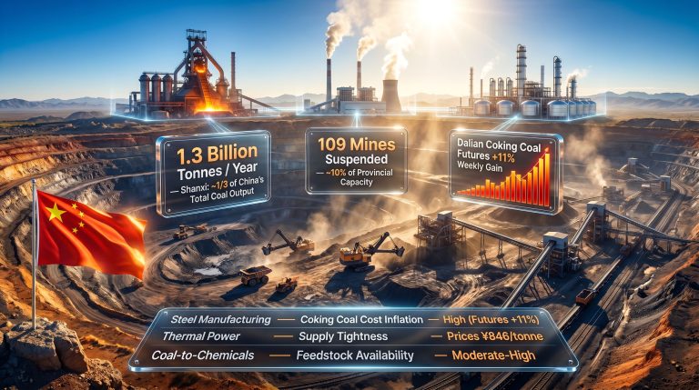 Shanxi coal mine disaster impact on steel power and chemicals infographic