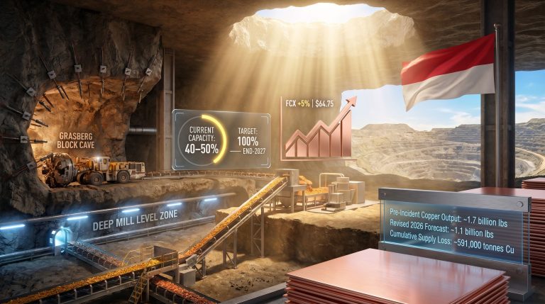 Freeport Grasberg mine recovery 2027 forecast infographic