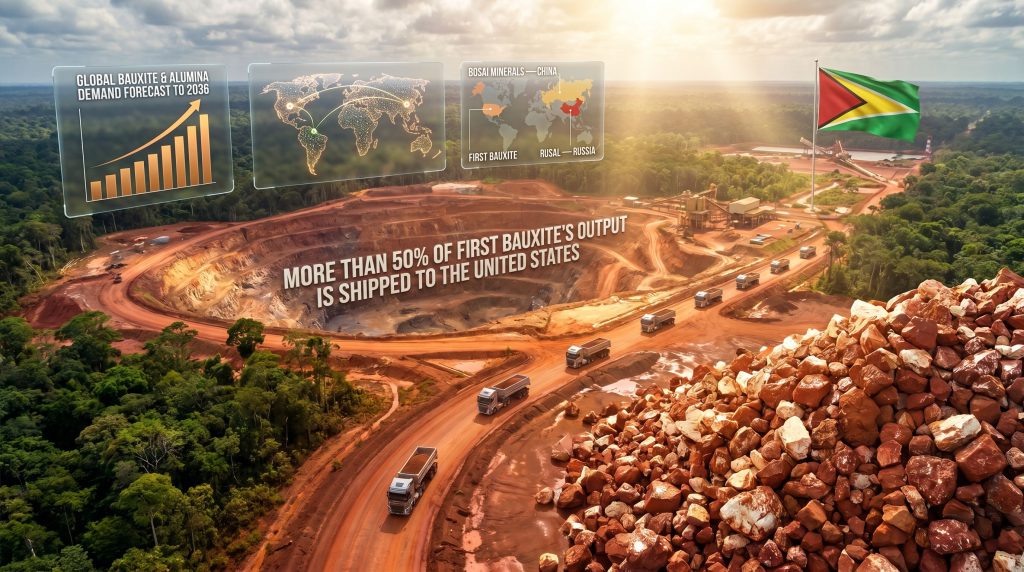 US involvement in Guyana bauxite industry mine infographic