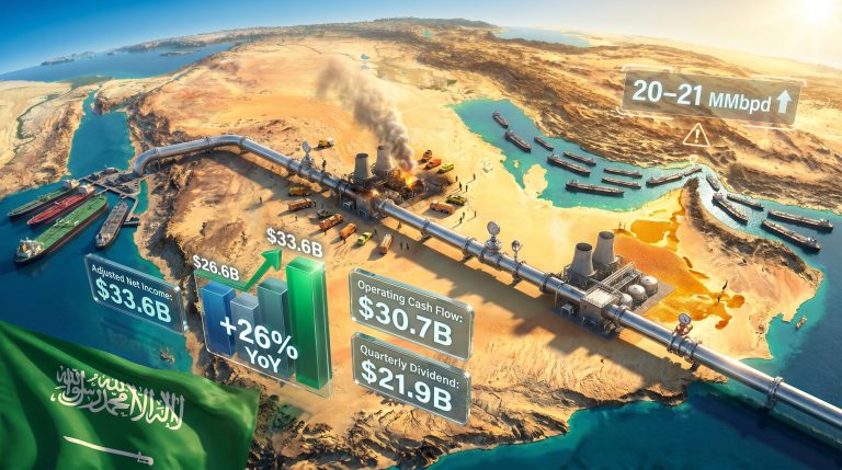 Aramco East-West Pipeline and Strait of Hormuz disruption map