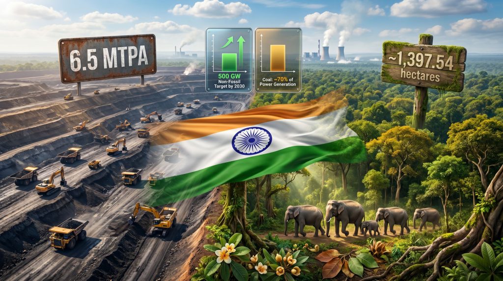 Adani Dhirauli coal mining project in Singrauli impact illustration