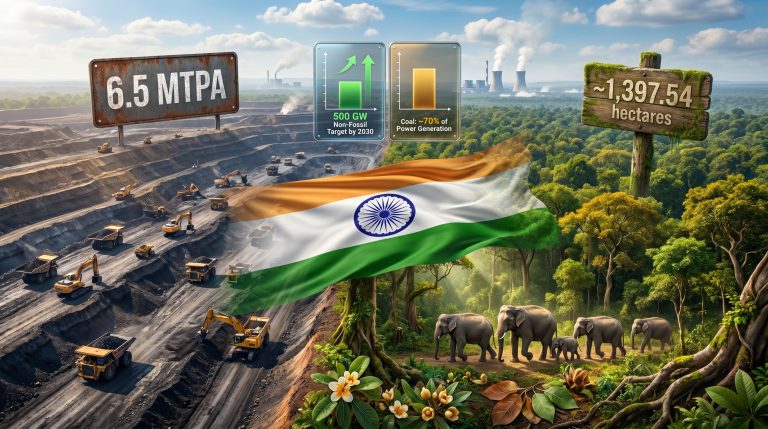 Adani Dhirauli coal mining project in Singrauli impact illustration