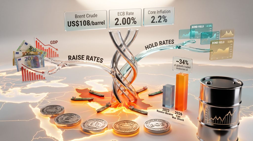 central banks and Iran war oil shock infographic