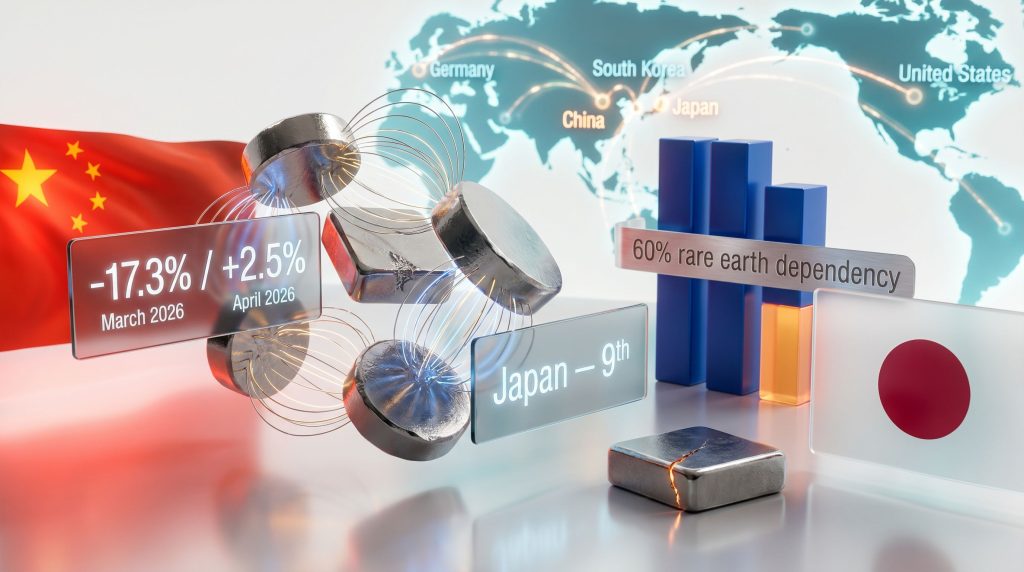 China rare earth magnet exports to Japan decline