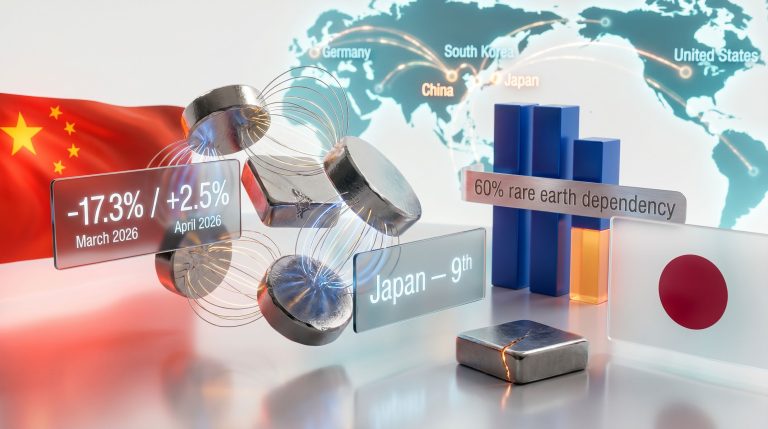 China rare earth magnet exports to Japan decline