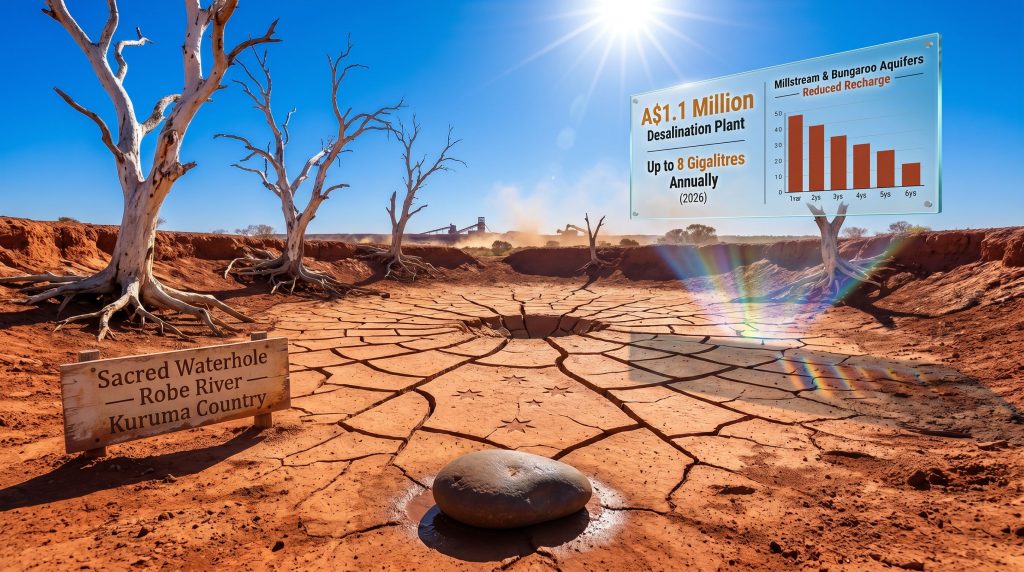 Rio Tinto water use dries sacred waterhole desert scene