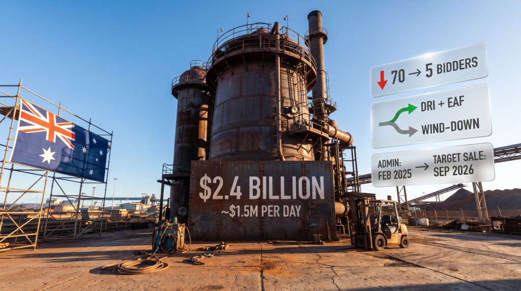 Whyalla steelworks blast furnace shutdown infographic scene