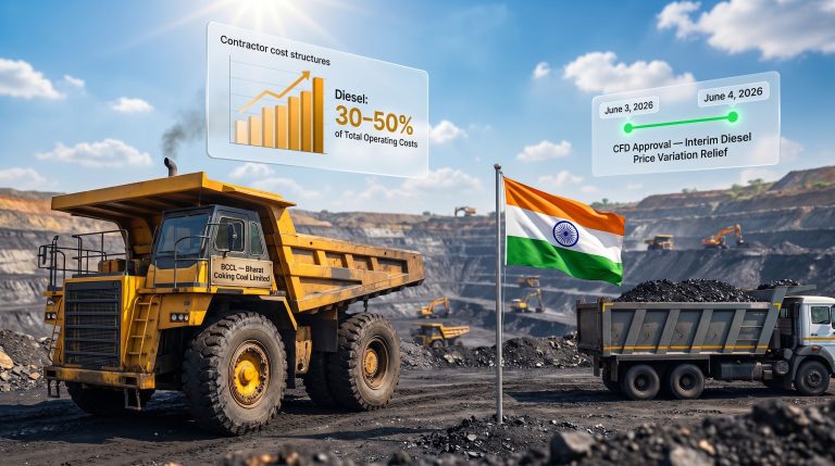 Bharat Coking Coal diesel price relief for contractors mine trucks